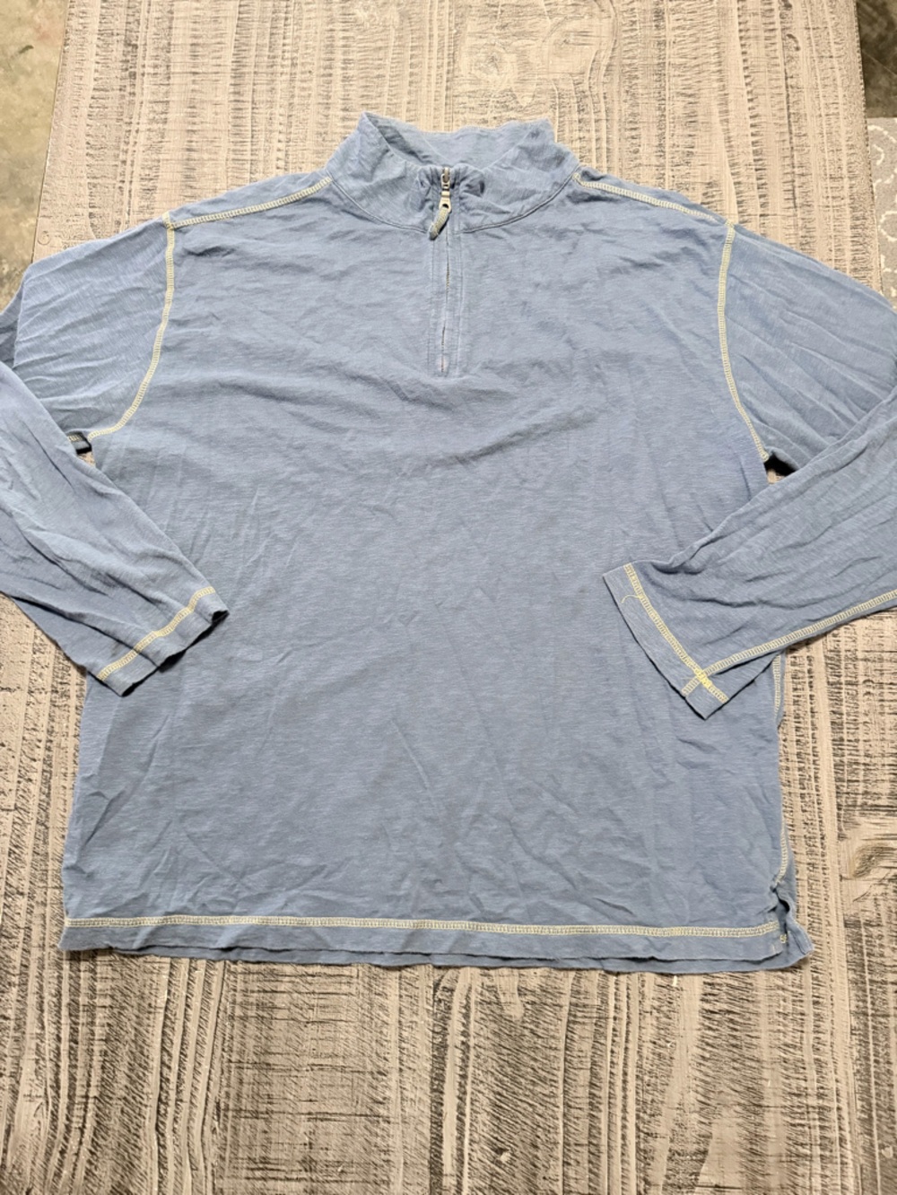 Men's Light Blue Long-Sleeve Half-Zip Crew Top